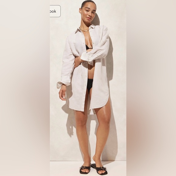 J.Crew Relaxed-fit beach shirt in linen-cotton blend in sheer flax